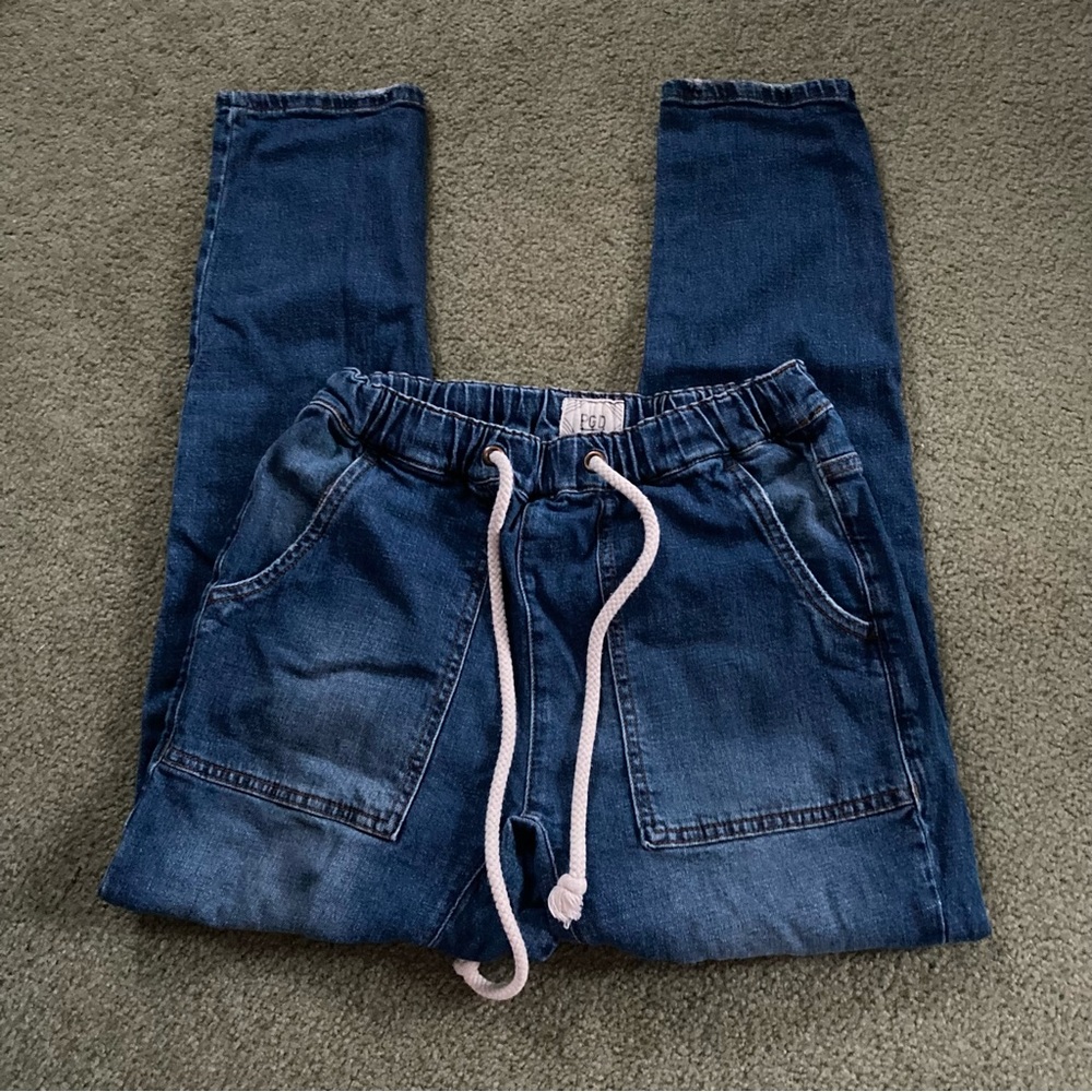 Blue Denim Drawstring Jeans
